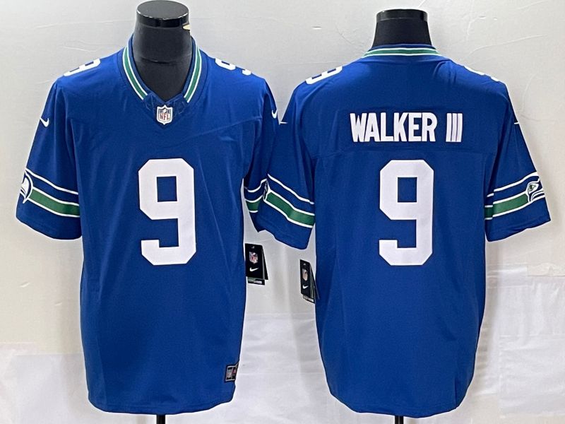 Men Seattle Seahawks 9 Walker iii Blue Nike Throwback Vapor Limited NFL Jersey